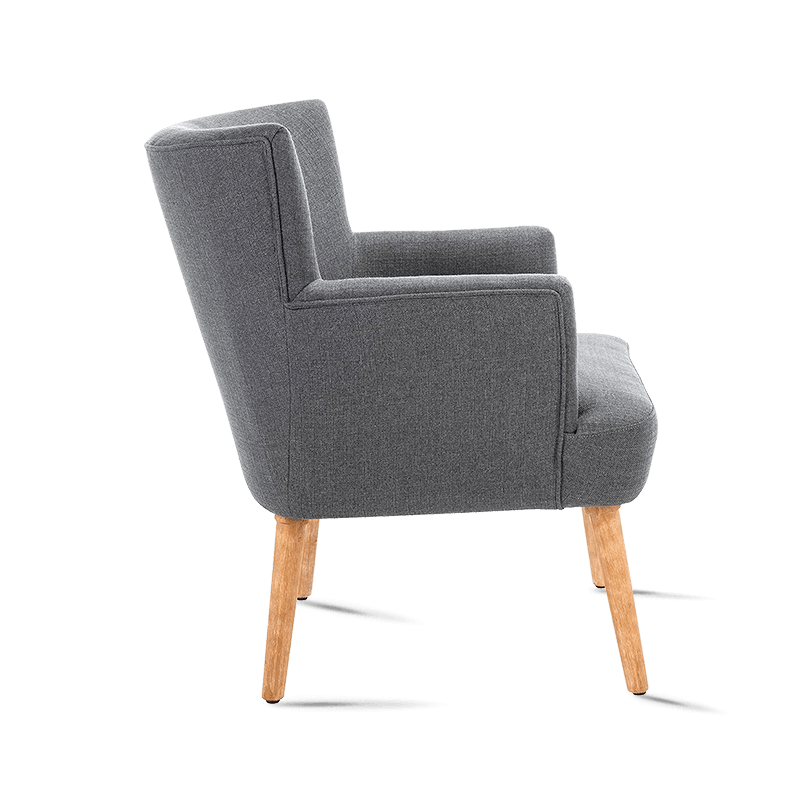 MC-1102 Midcentury fluwelen stoffen fauteuil met houten poten