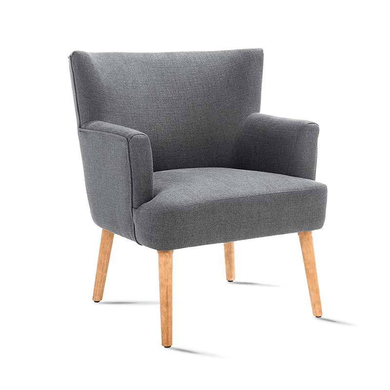 MC-1102 Midcentury fluwelen stoffen fauteuil met houten poten